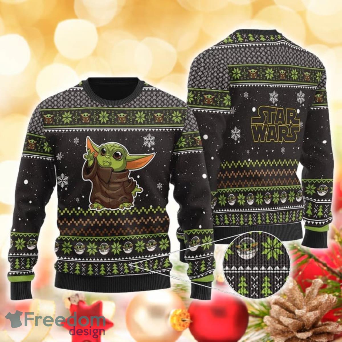 Yoda 3D Sweater Ugly Christmas Sweater For Men Women Product Photo 1