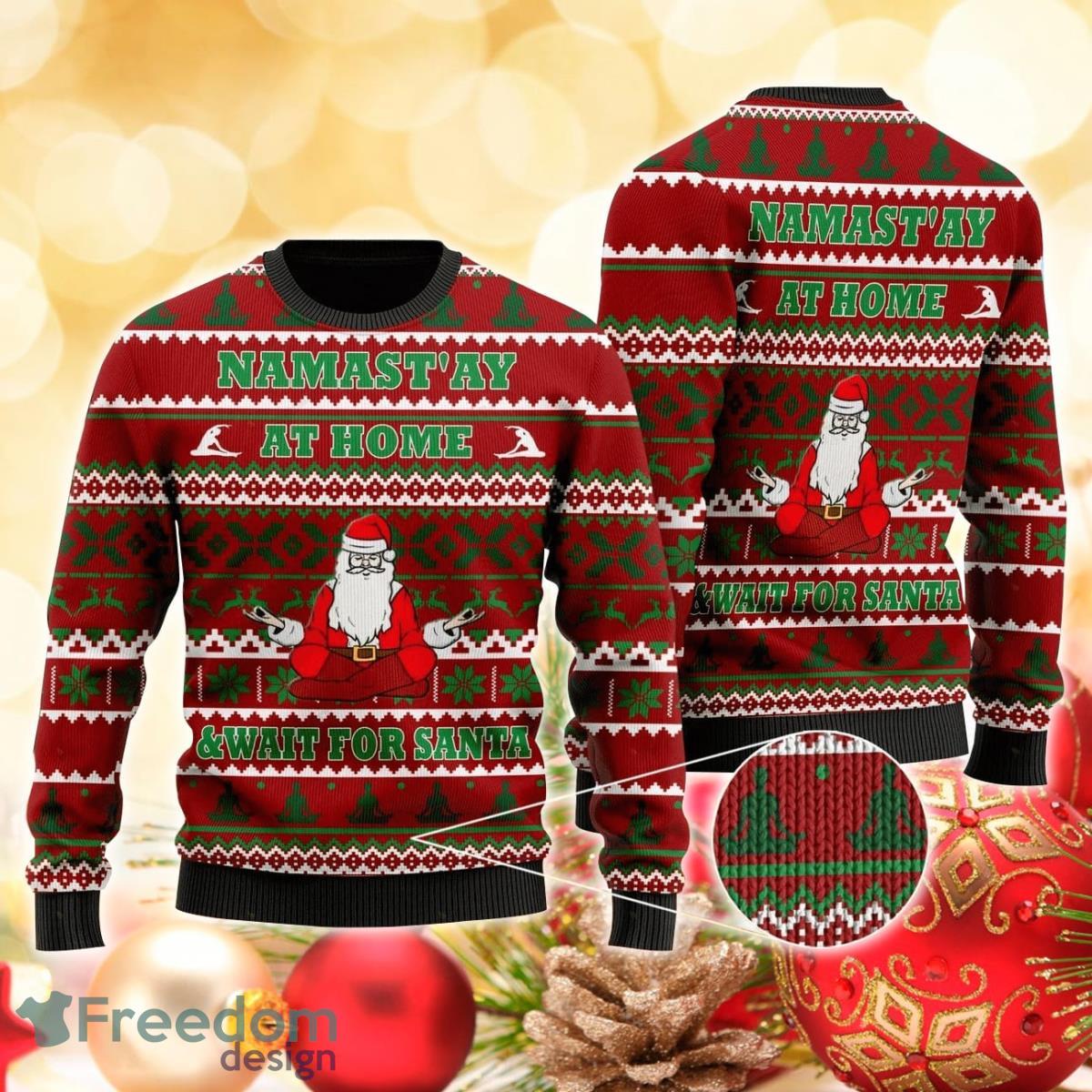 Yoga With Santa 3D Sweater Ugly Christmas Sweater For Men Women Product Photo 1