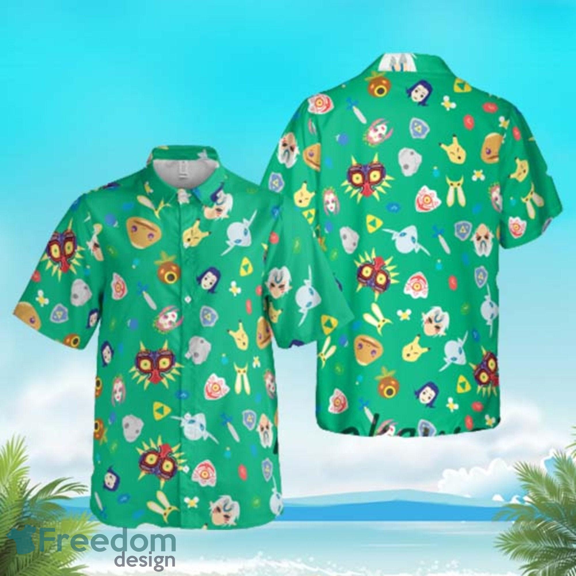 Zelda Majora 3D Hawaiian Shirt Summer Beach Gift For Men And Women - Zelda Majora Hawaiian Shirt, Zelda Items Button Up Hawaiian Shirt, Legend Of Zelda Hawaiian Tee, Hyrule Korok Hawaiian Shirt, Korok Hawaiian_1