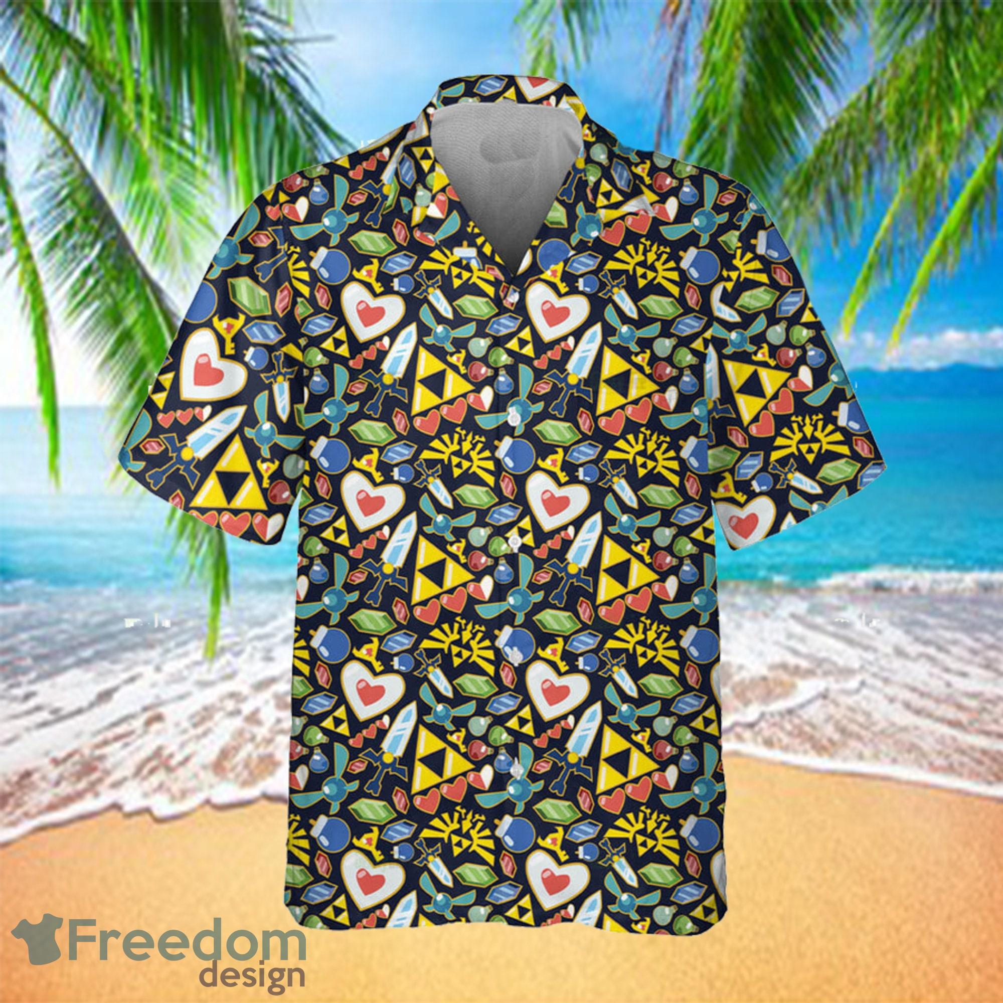 Zelda Pattern 3D Hawaiian Shirt Summer Beach Gift For Men And Women - Zelda Pattern Hawaiian Shirt, The Legend Of Zelda Hawaiian Shirt, Zelda Beach Shirt, Zelda Aloha Shirt, Hylian Summer Shirt, Zelda Fan Shirt_2