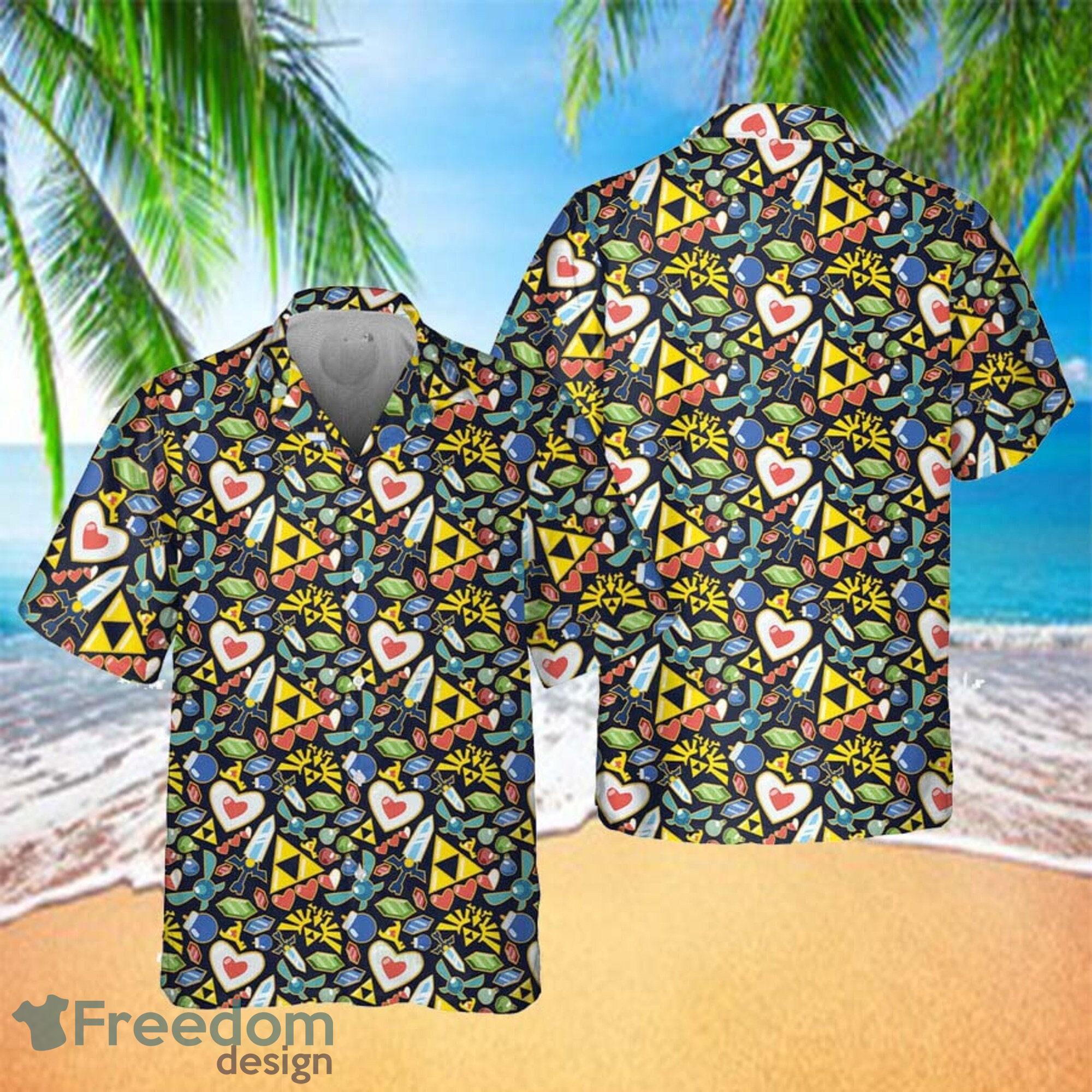 Zelda Pattern 3D Hawaiian Shirt Summer Beach Gift For Men And Women - Zelda Pattern Hawaiian Shirt, The Legend Of Zelda Hawaiian Shirt, Zelda Beach Shirt, Zelda Aloha Shirt, Hylian Summer Shirt, Zelda Fan Shirt_1