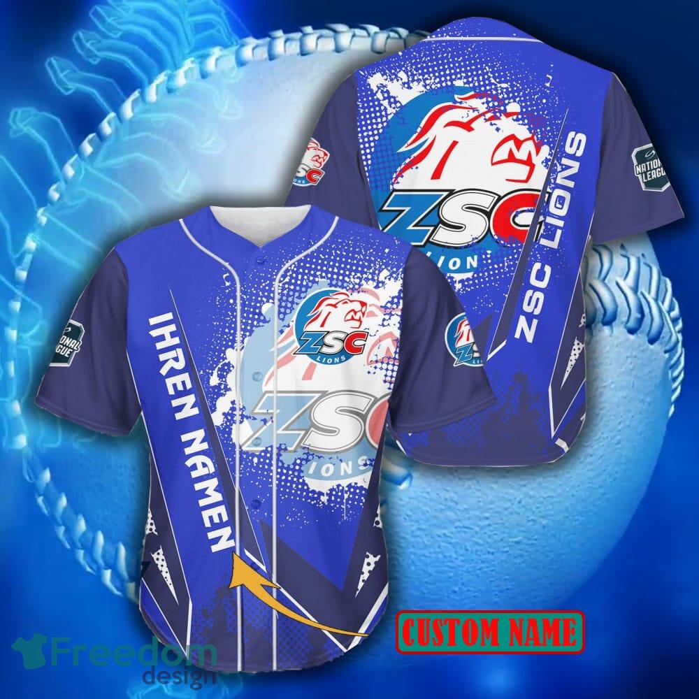 ZSC Lions Logo National League Fans Baseball Jersey Shirt Blue