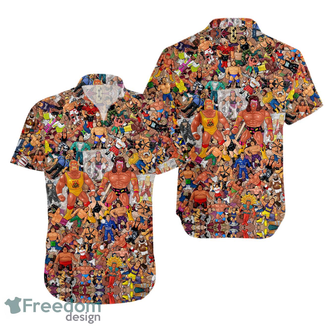 3D Wrestling Character Collage Art Hawaiian Shirt Product Photo 1