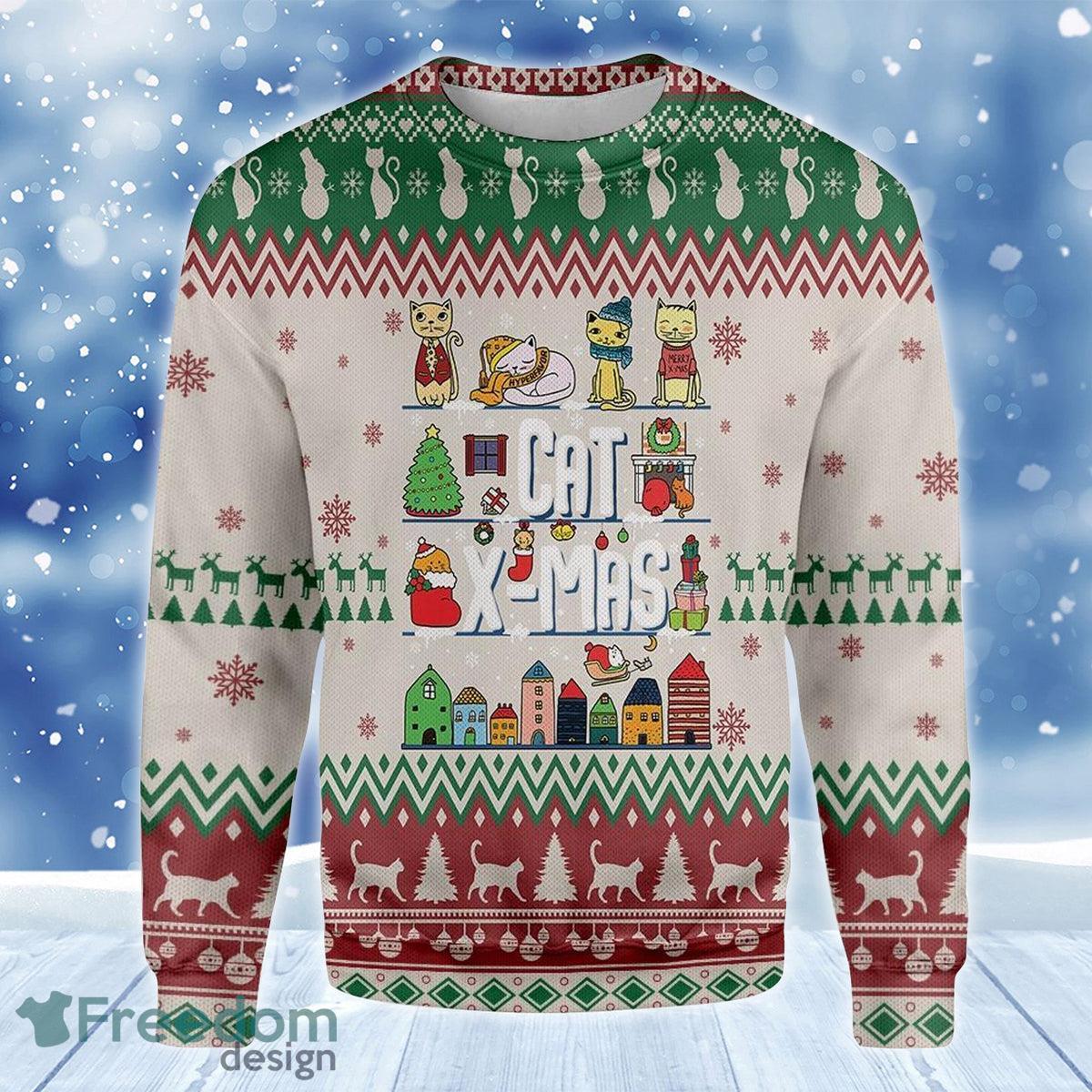 Adorable Cat Xmas 3D Sweater Ugly Christmas Sweater For Men Women Product Photo 1