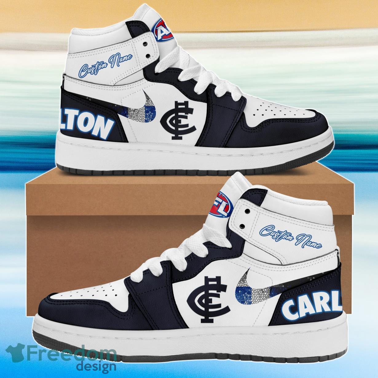 AFL Carlton Blues Air Jordan Hightop Shoes Custom Name Product Photo 1