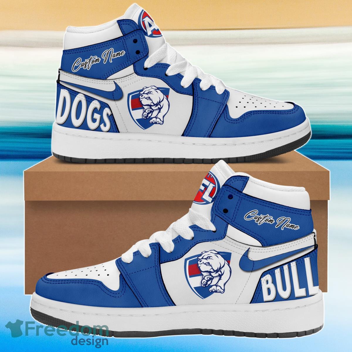 AFL Western Bulldogs Air Jordan Hightop Shoes Custom Name Product Photo 1
