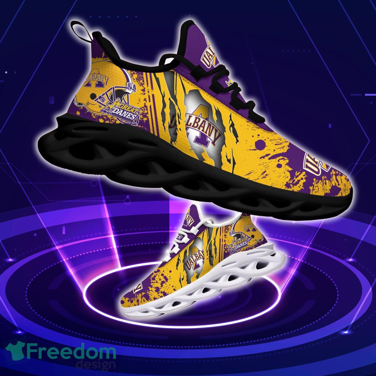 Albany Great Danes Logo Torn And Splatter Background Max Soul Shoes Best Sneakers For Fans Product Photo 1