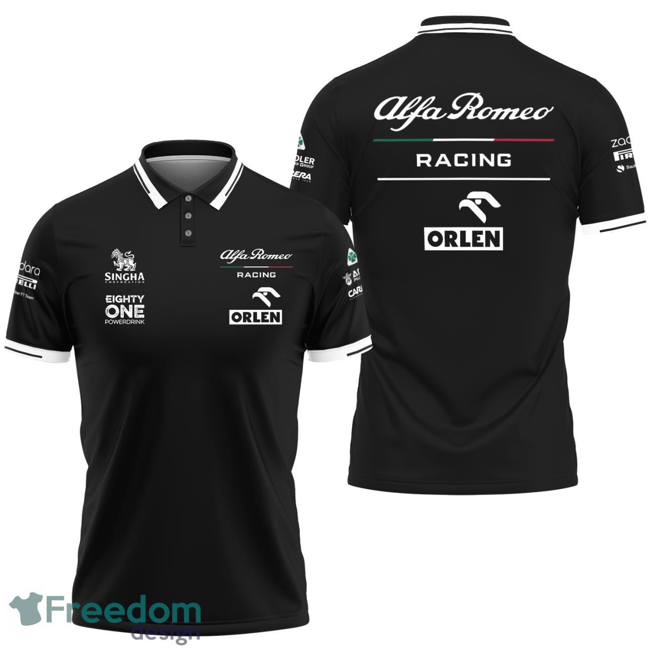 Alfa Romeo Racing Logo Black Polo Shirt Fan Racing Car Product Photo 1