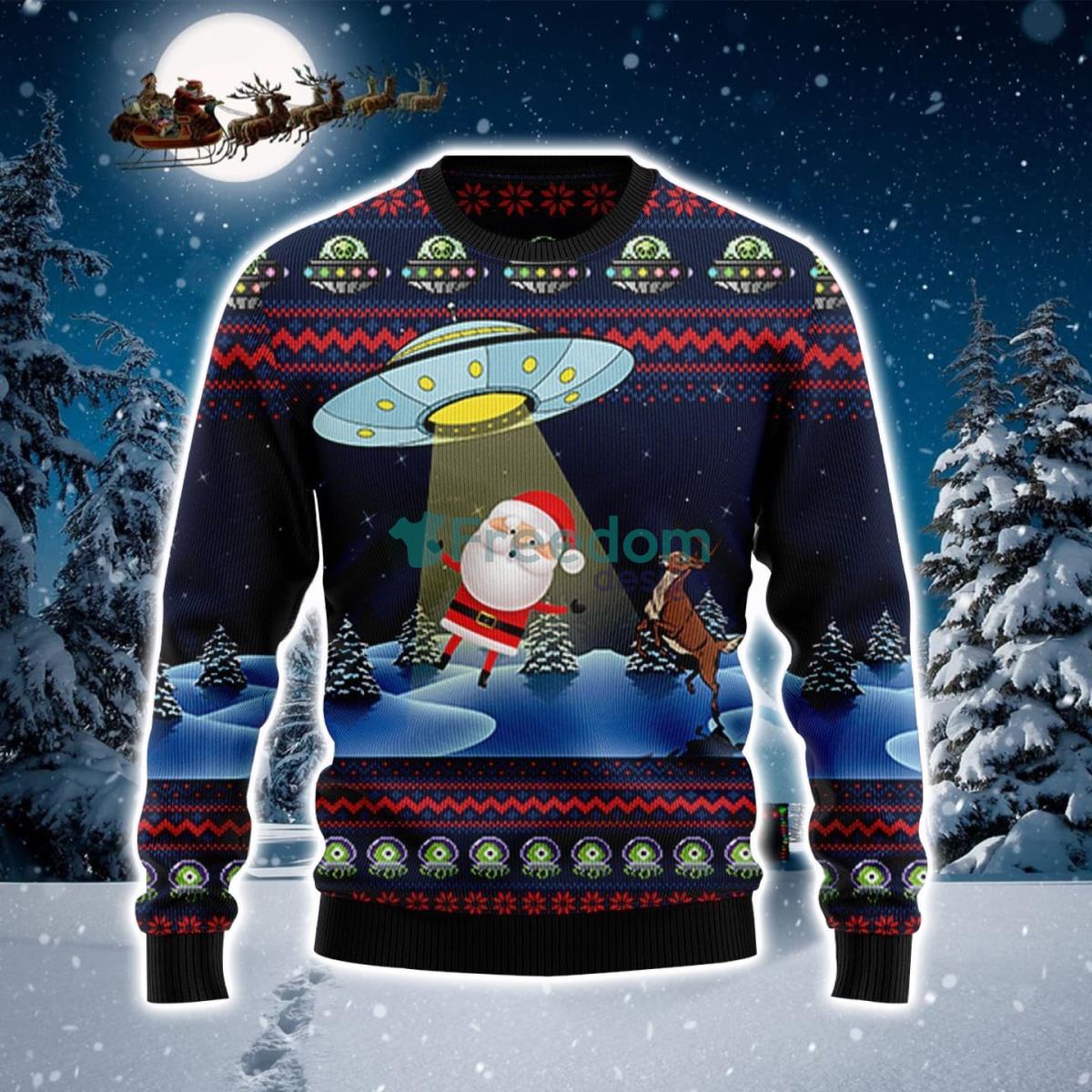 Alien And Santa Claus Ugly Christmas Sweater Product Photo 1