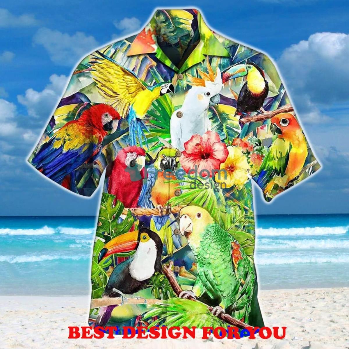 Aloha Parrot Painting Printed Print Over 3D Hawaiian Shirt Product Photo 1