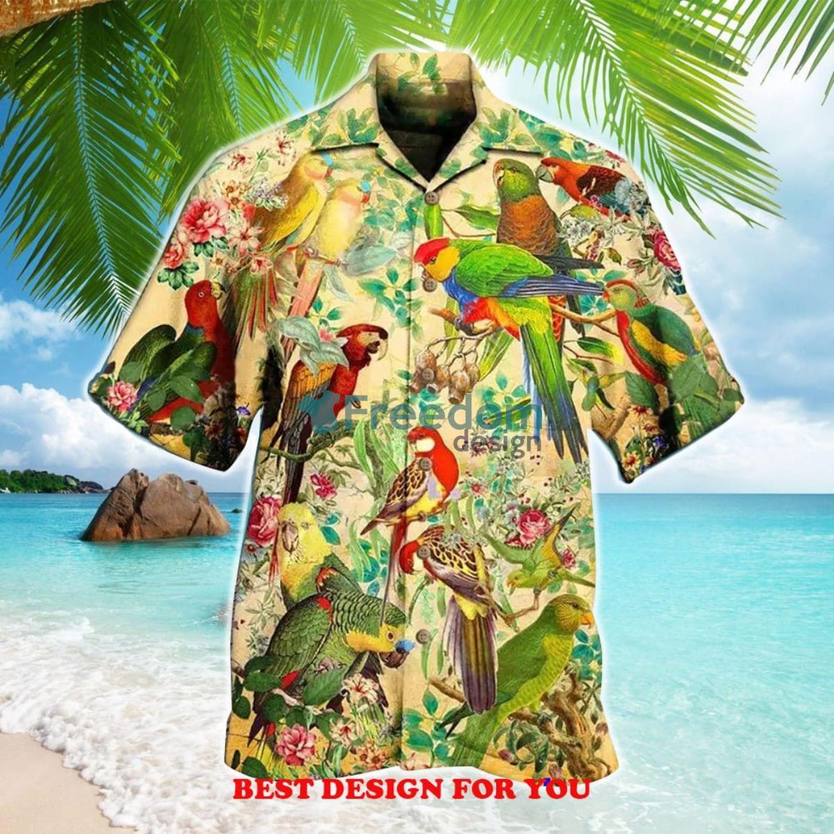 Aloha Parrot Vintage Interesting Print Over 3D Hawaiian Shirt Product Photo 1