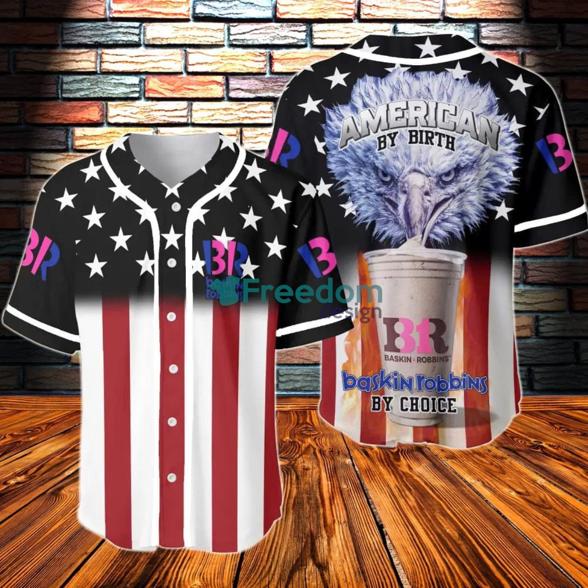 American By Birth Baskin Robbins By Choice Baseball Jersey Product Photo 1