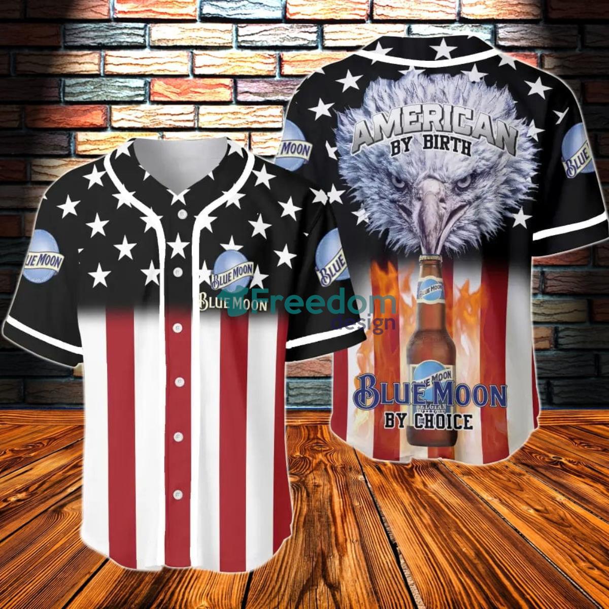 American By Birth Blue Moon By Choice Baseball Jersey Product Photo 1