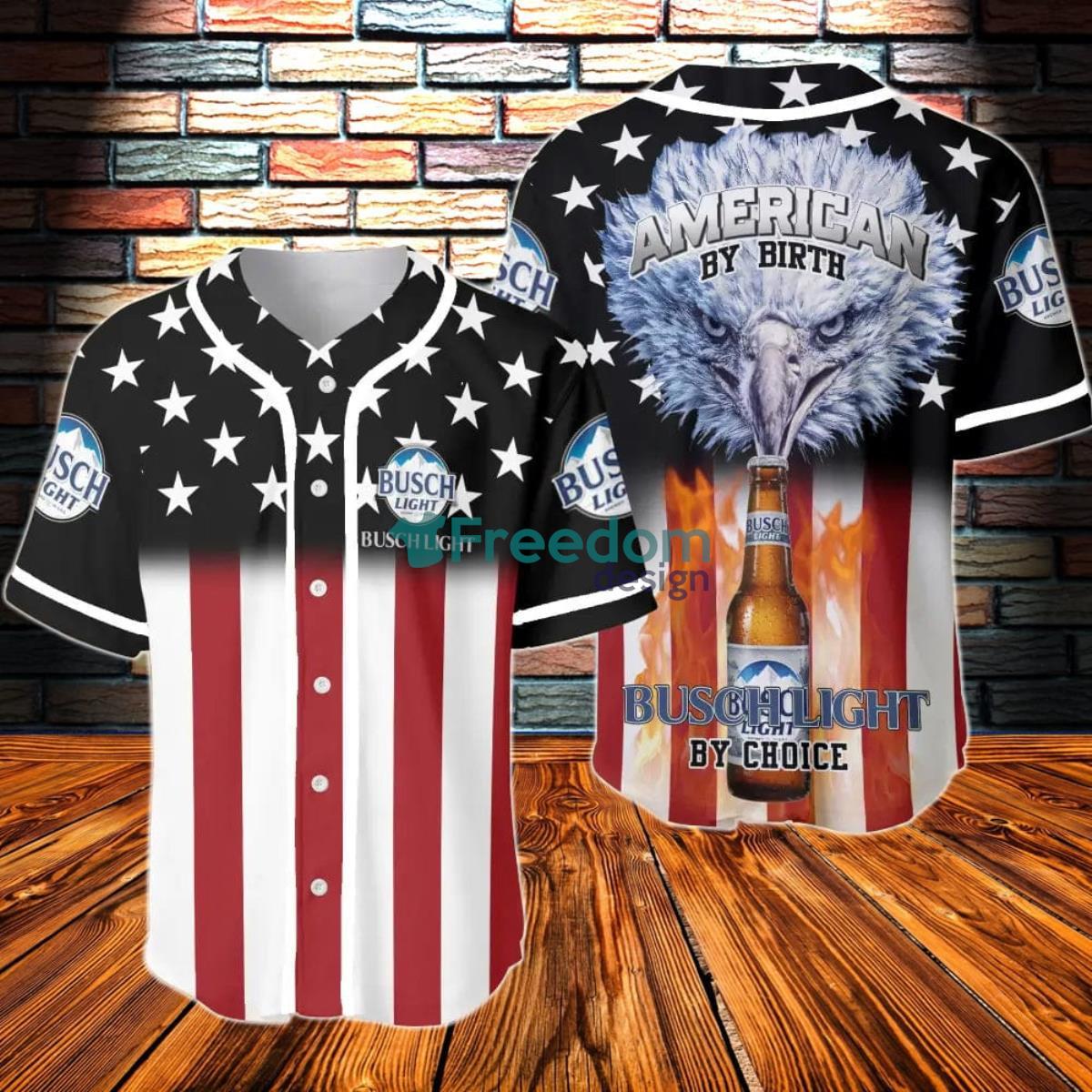 American By Birth Busch Light By Choice Baseball Jersey Product Photo 1