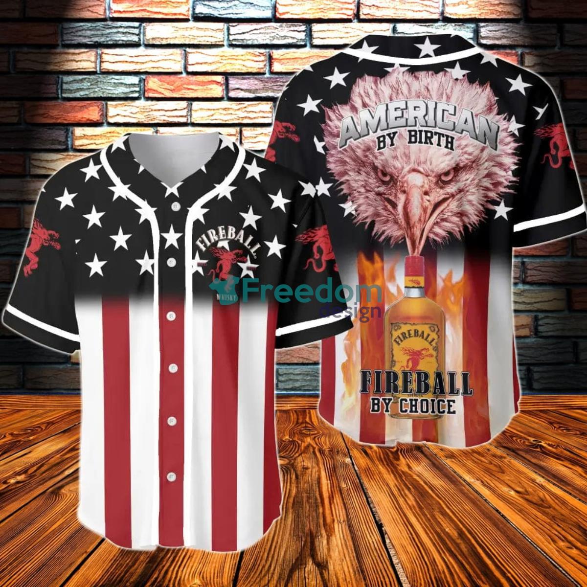 White And Red Split Fireball Whisky Baseball Jersey