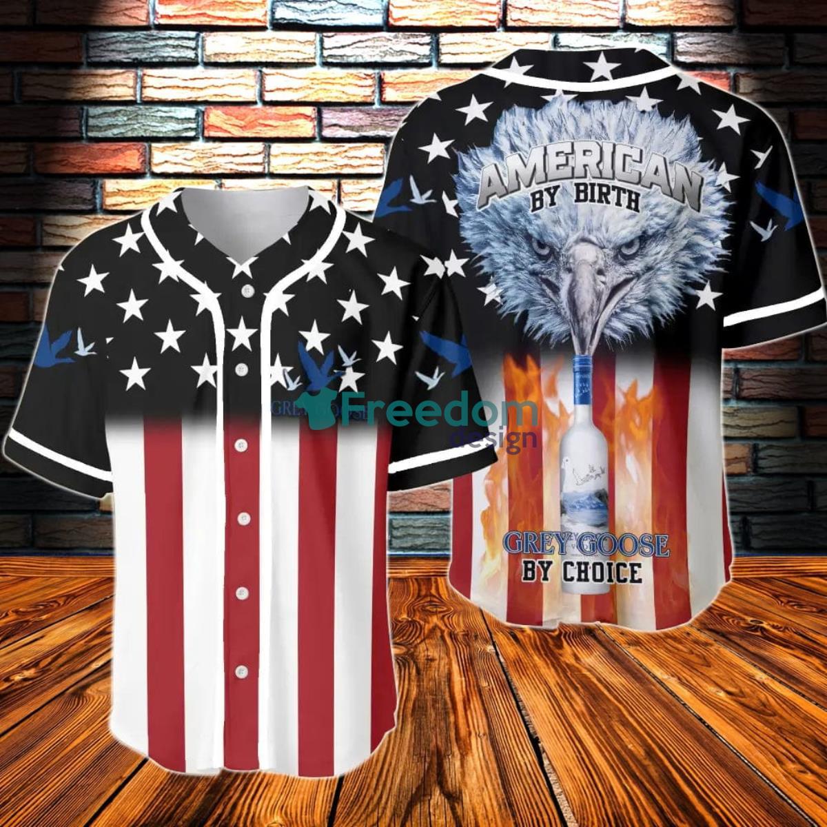 American By Birth Grey Goose Vodka By Choice Baseball Jersey Product Photo 1