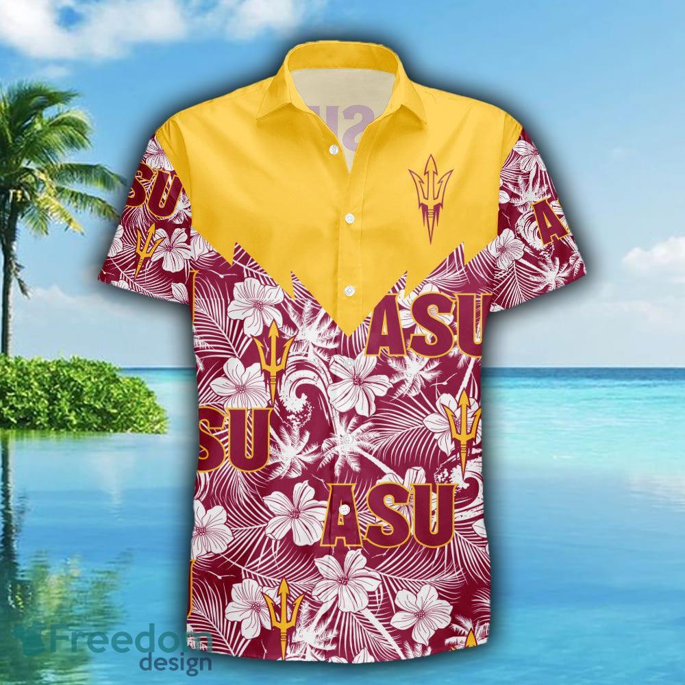 Atlanta Braves Pink Yellow Orange Hibiscus Big Tropical Leaf Black  Background 3D Hawaiian Shirt Gift For Fans