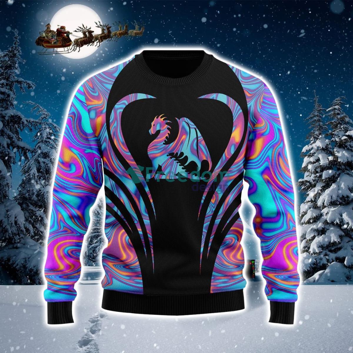 Art Dragon Color Ugly Christmas Sweater Product Photo 1