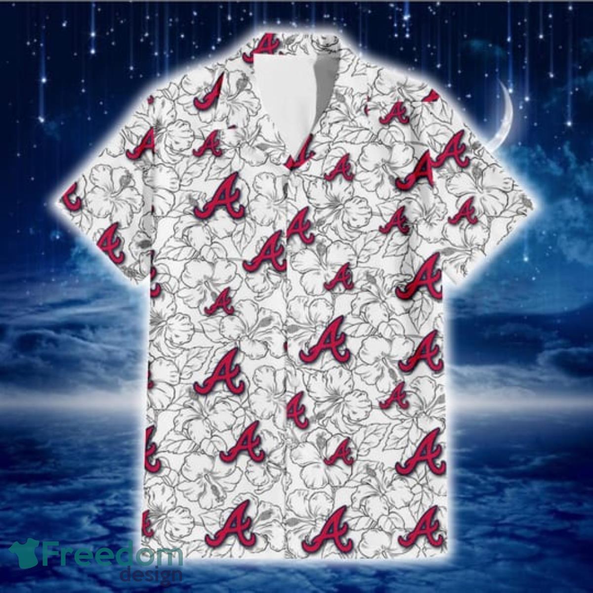 Atlanta Braves Yellow White Hibiscus Powder Blue Pattern 3D