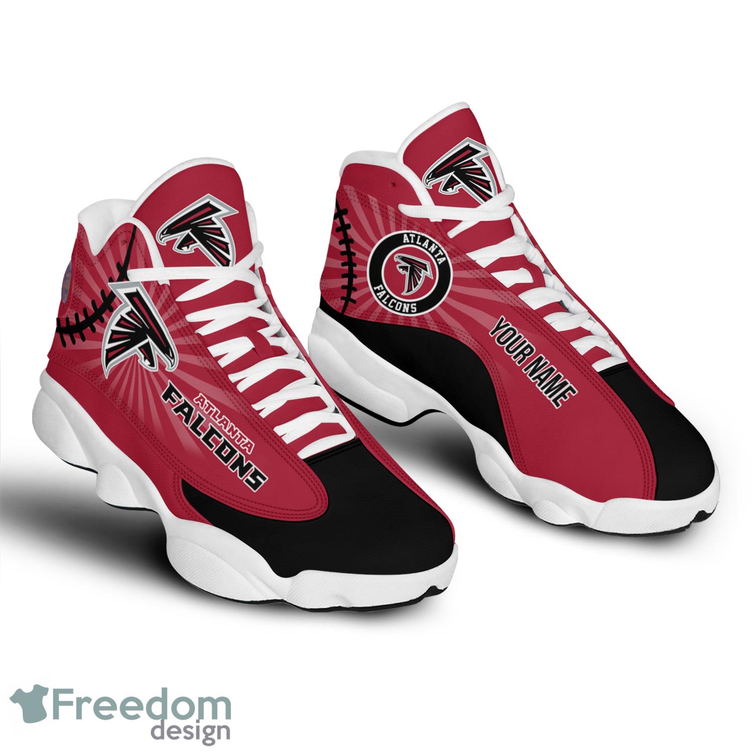 Atlanta Falcons NFL Personalized Name Air Jordan 13 High Top Shoes For Men Women - Atlanta Falcons Personalized Name NFL Air Jordan 13 High Top Shoes_1