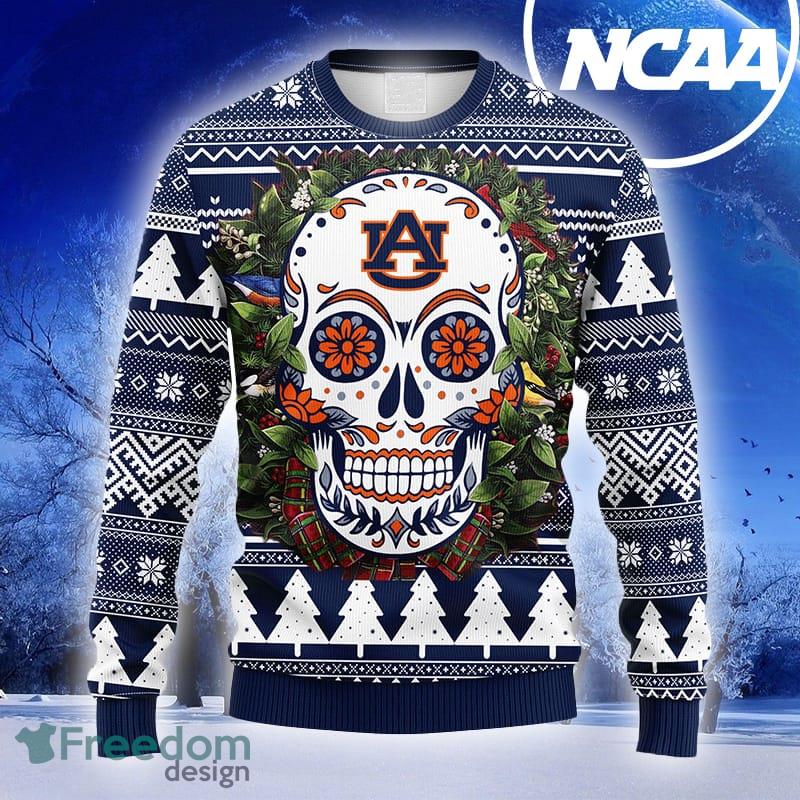 Auburn Tigers Skull Flower Ugly Christmas Ugly Sweater - Reallgraphics