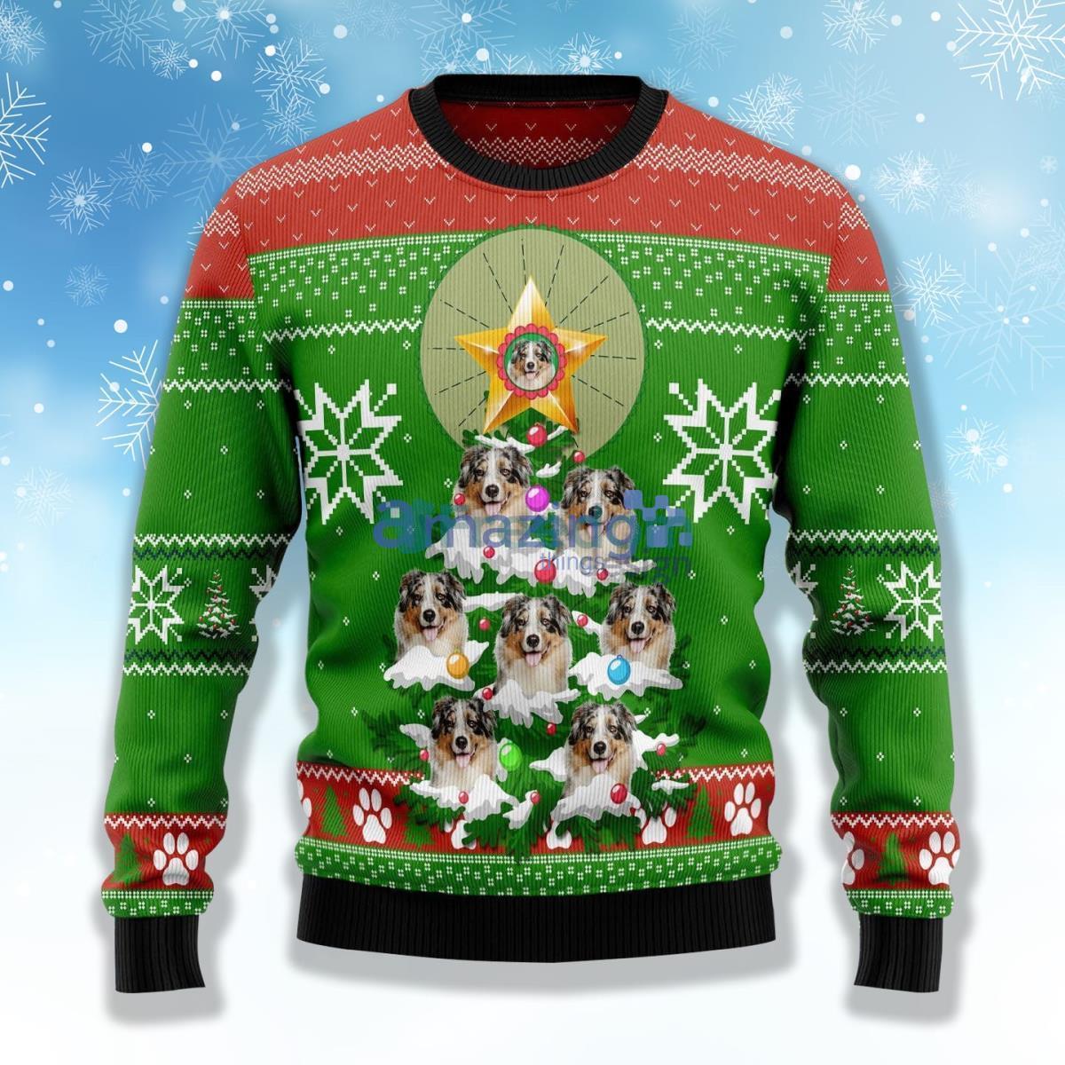 Australian Shepherd Pine Tree Ugly Christmas Sweater Best Gift For Xmas Product Photo 1