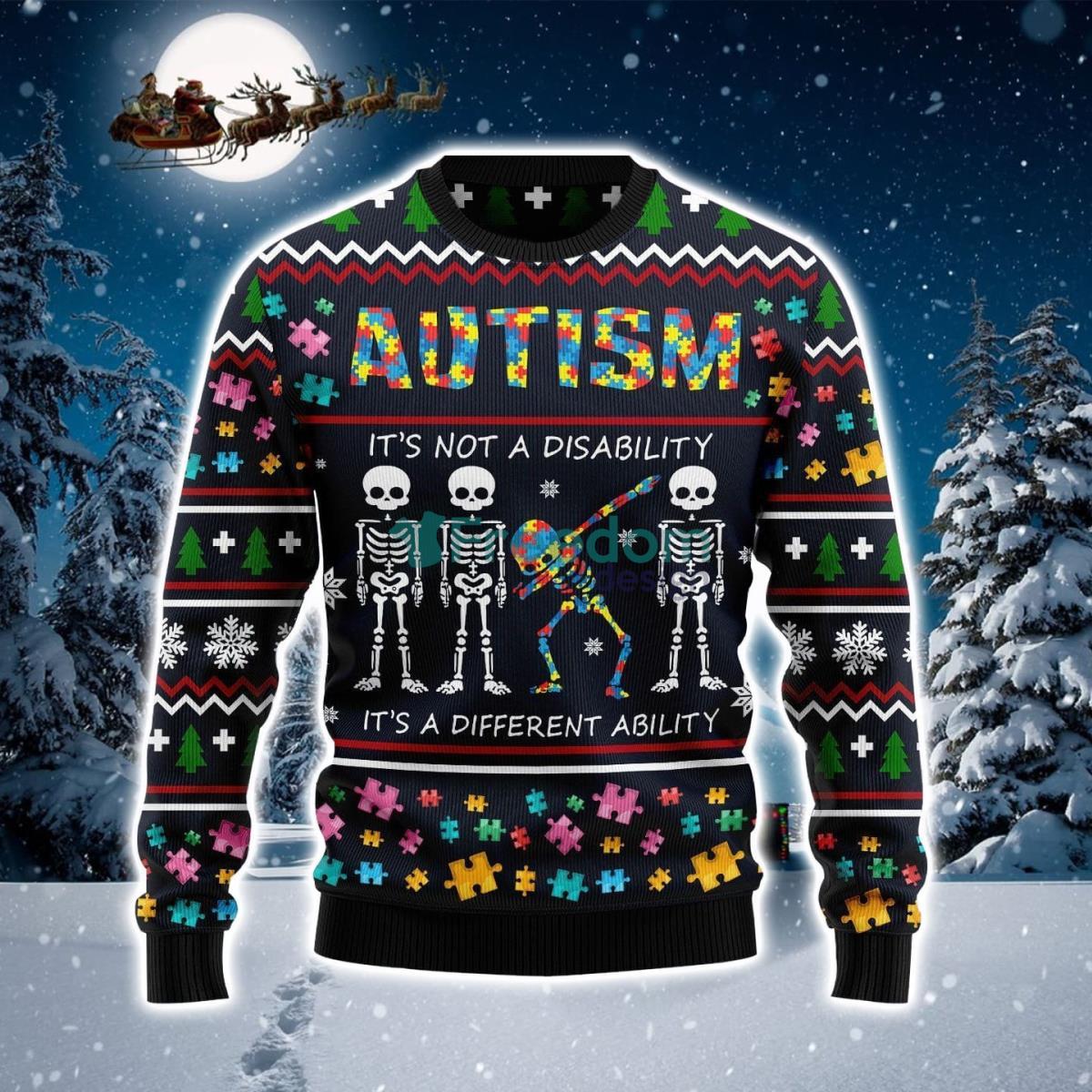 Autism Different On Black Ugly Christmas Sweater Product Photo 1