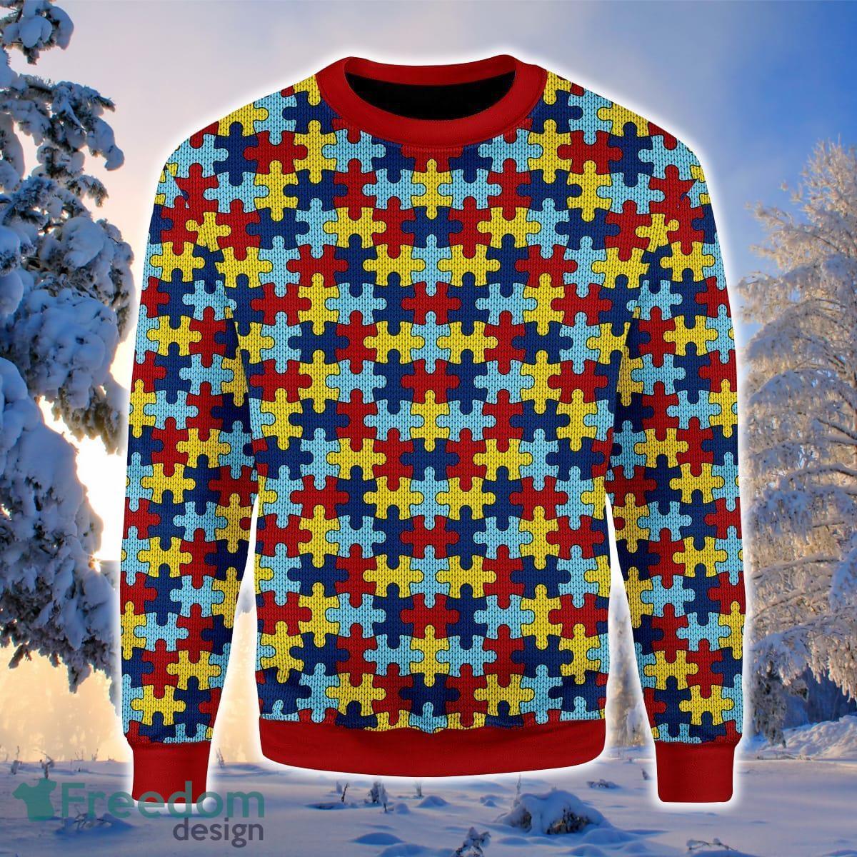 Autism Puzzel 3D Sweater Ugly Christmas Sweater For Men Women Product Photo 1