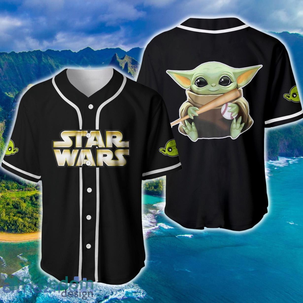 Baby Yoda Star Wars Green Black Baseball Jersey Product Photo 1