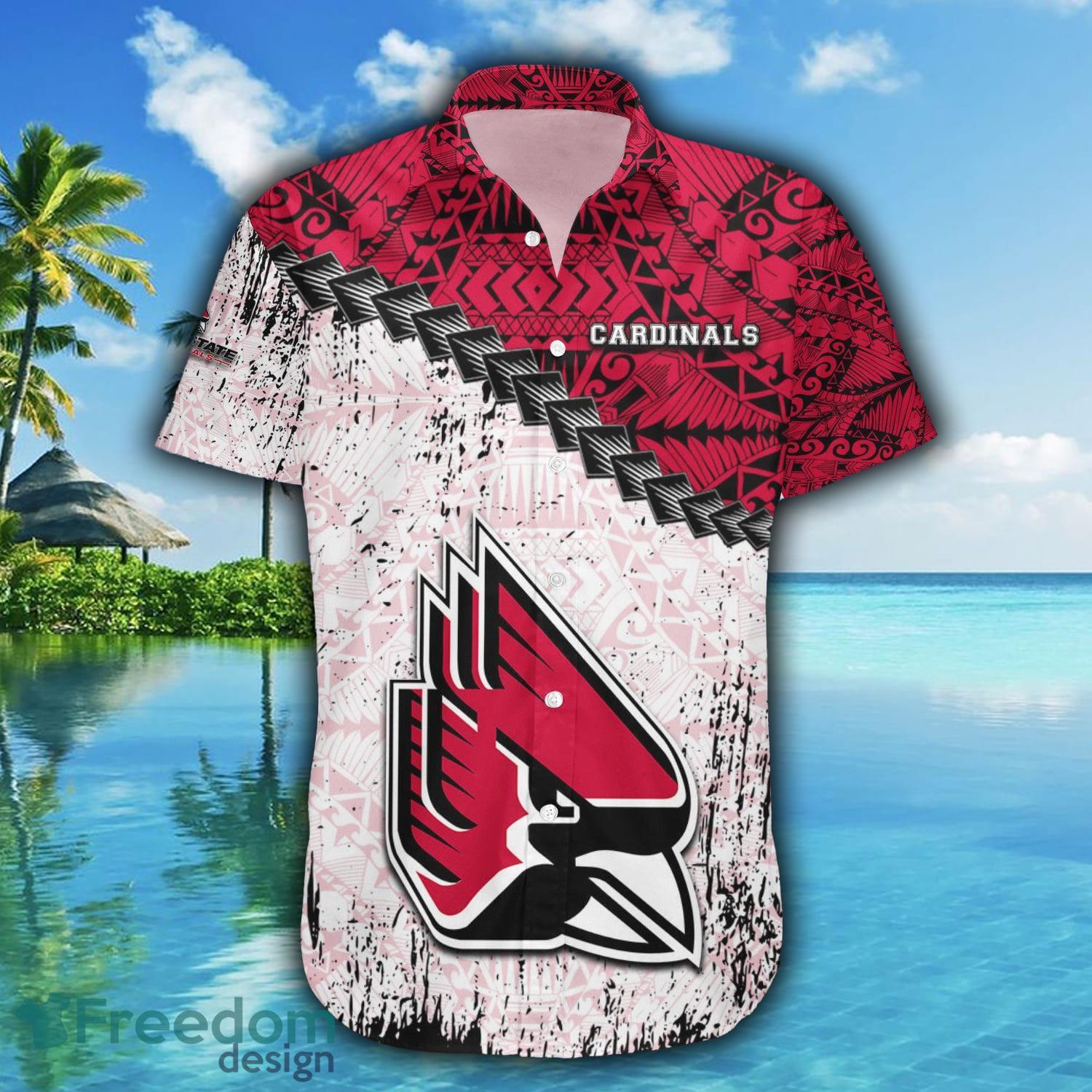Ball State Cardinals NCAA Grunge Polynesian Tattoo Hawaiian Shirt
