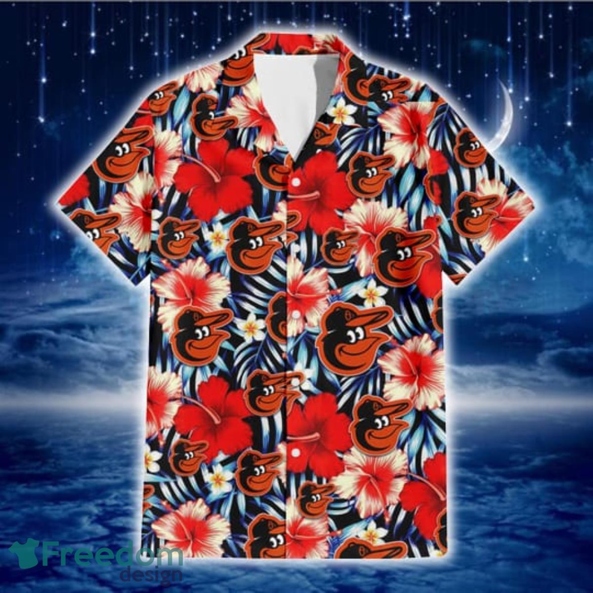 Chicago Cubs Red Hibiscus Green Leaf Dark Background 3D Hawaiian Shirt Gift  For Fans - Freedomdesign