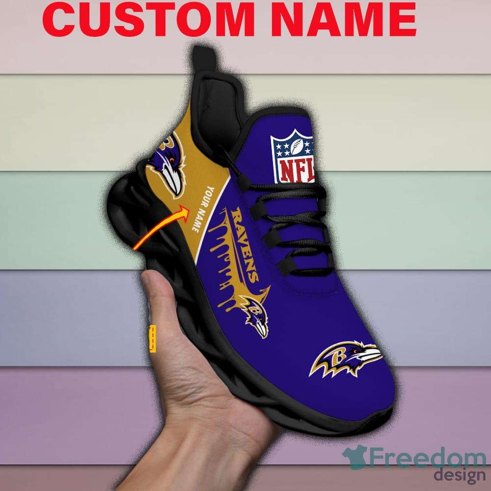 NFL Baltimore Ravens Custom Name Purple Black Max Soul Shoes Gift For Fans  Sport - Freedomdesign