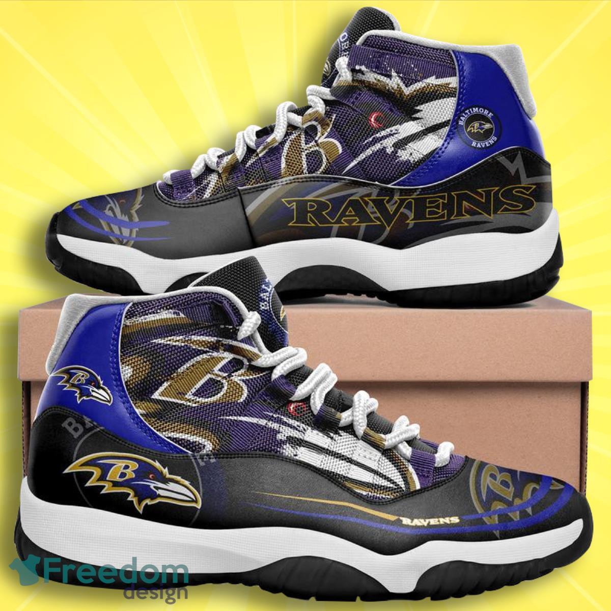 NFL Baltimore Ravens Football Team Air Jordan 11 Sneakers Shoes