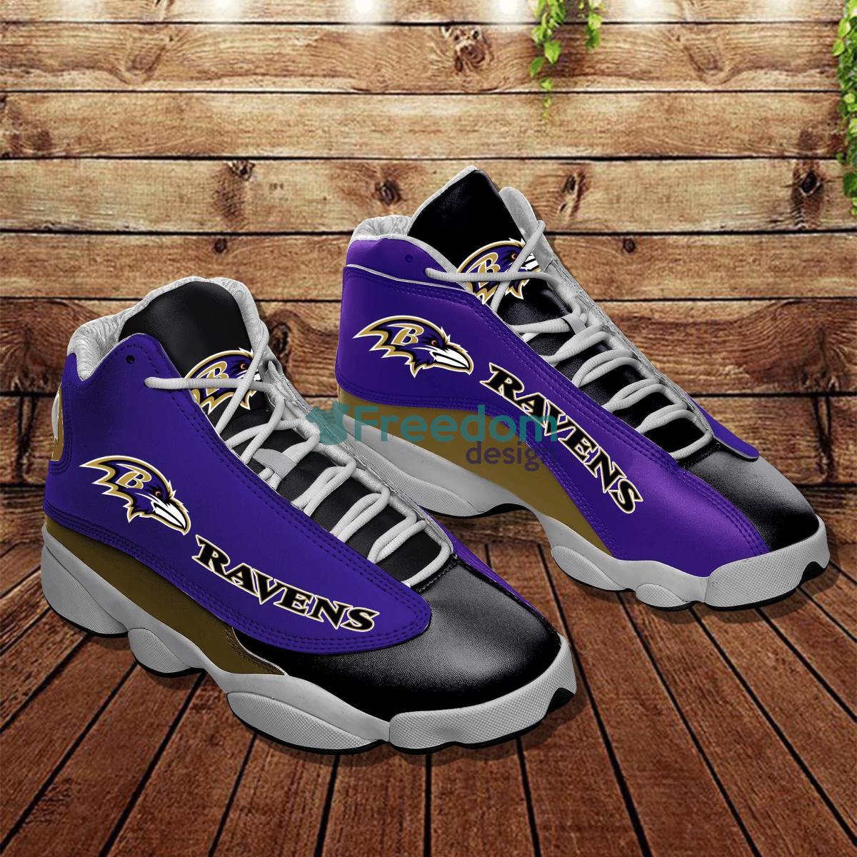 Baltimore Ravens Camo Pattern Air Jordan 13 Shoes For Fans