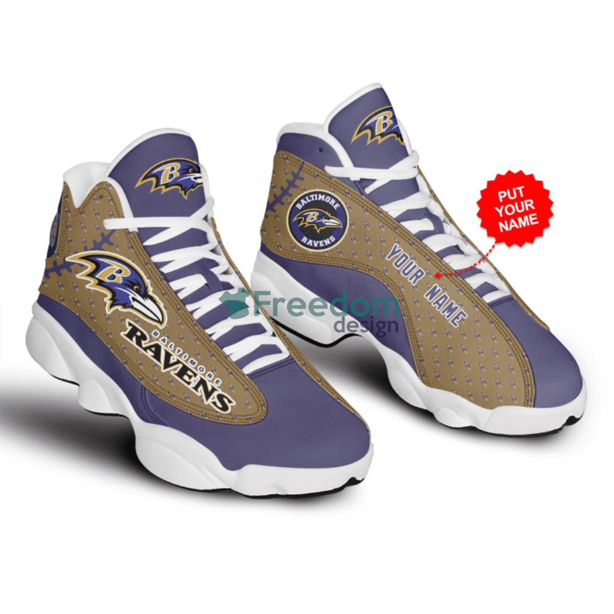 Baltimore Ravens Football Team Custom Name Air Jordan 13 Shoes Product Photo 2