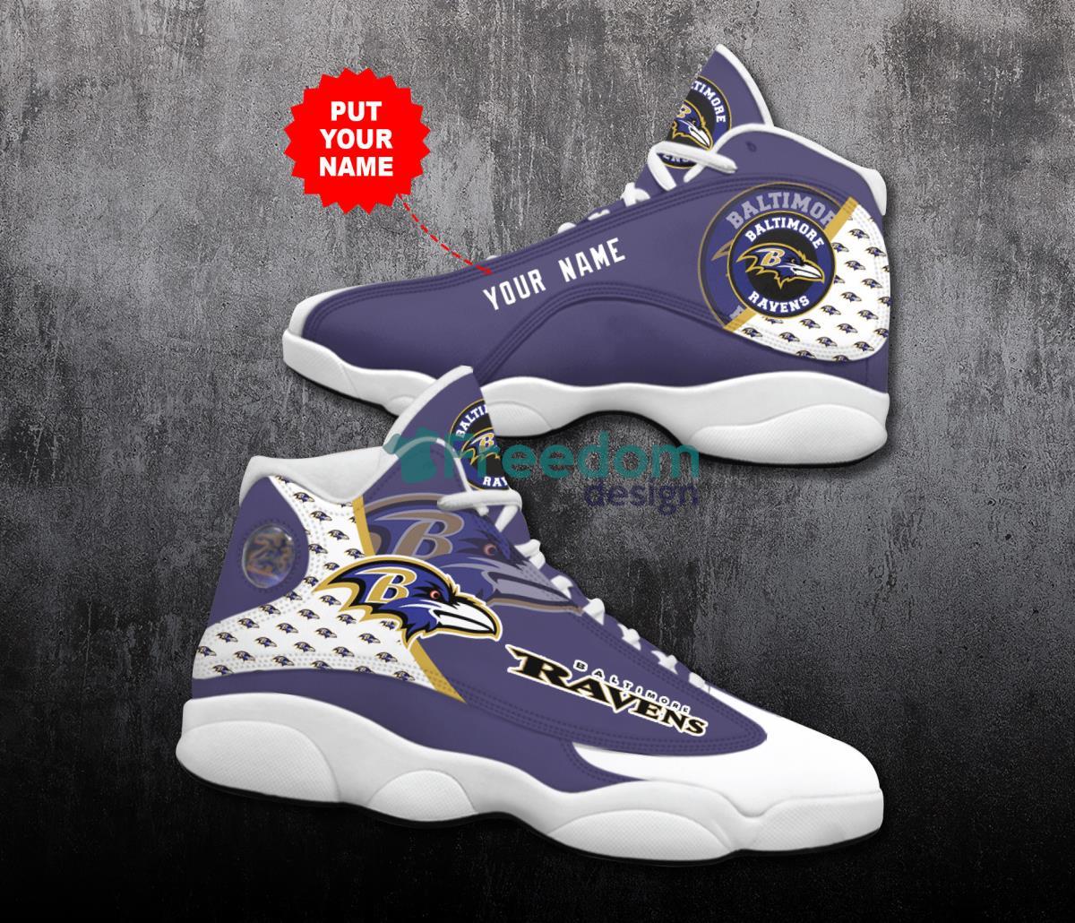 Baltimore Ravens Football Team Custom Name Air Jordan 13 Shoes For Men Women Product Photo 1