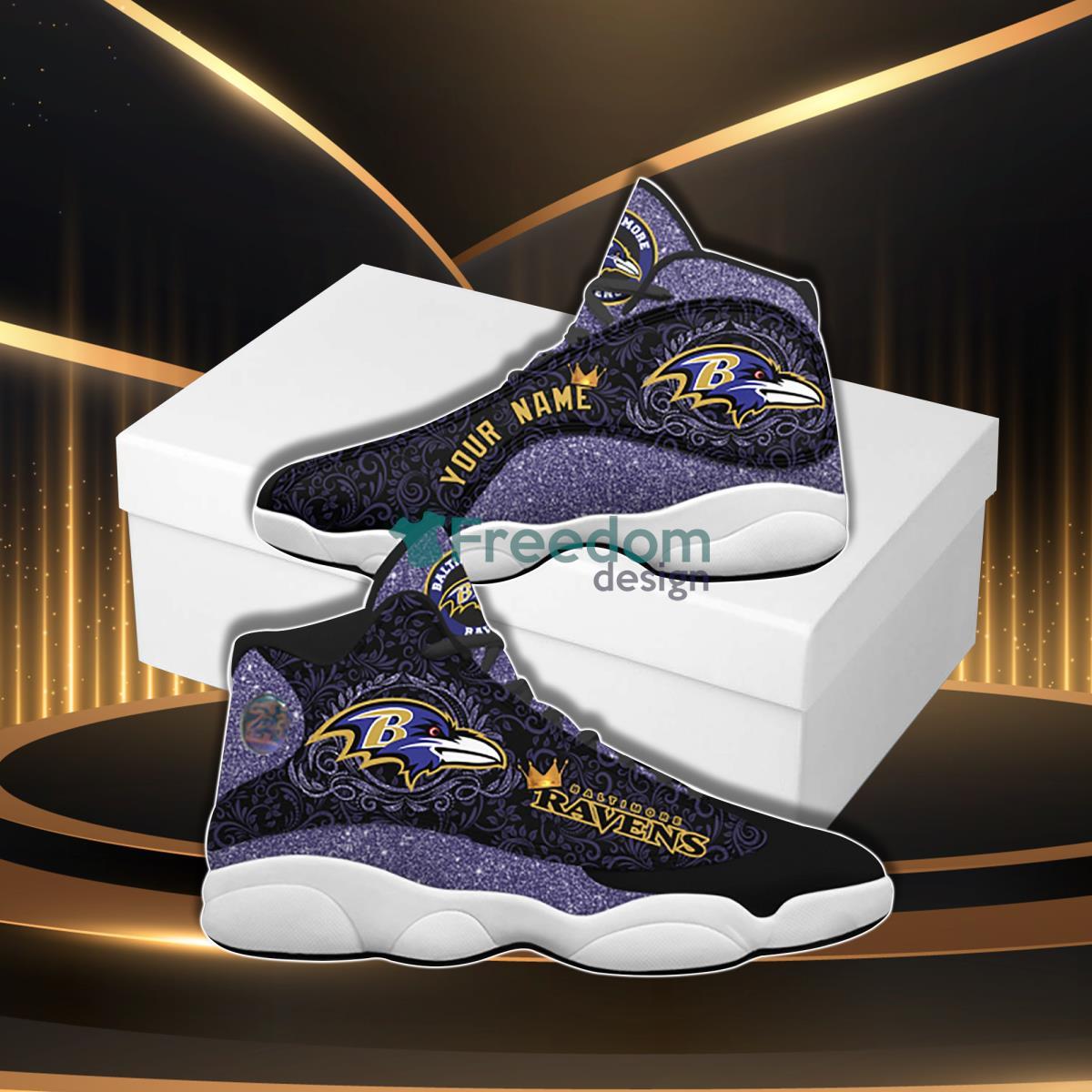 Baltimore Ravens NFL Team Premium Sneakers Custom Name Air Cushion Shoes  For Fans - Banantees