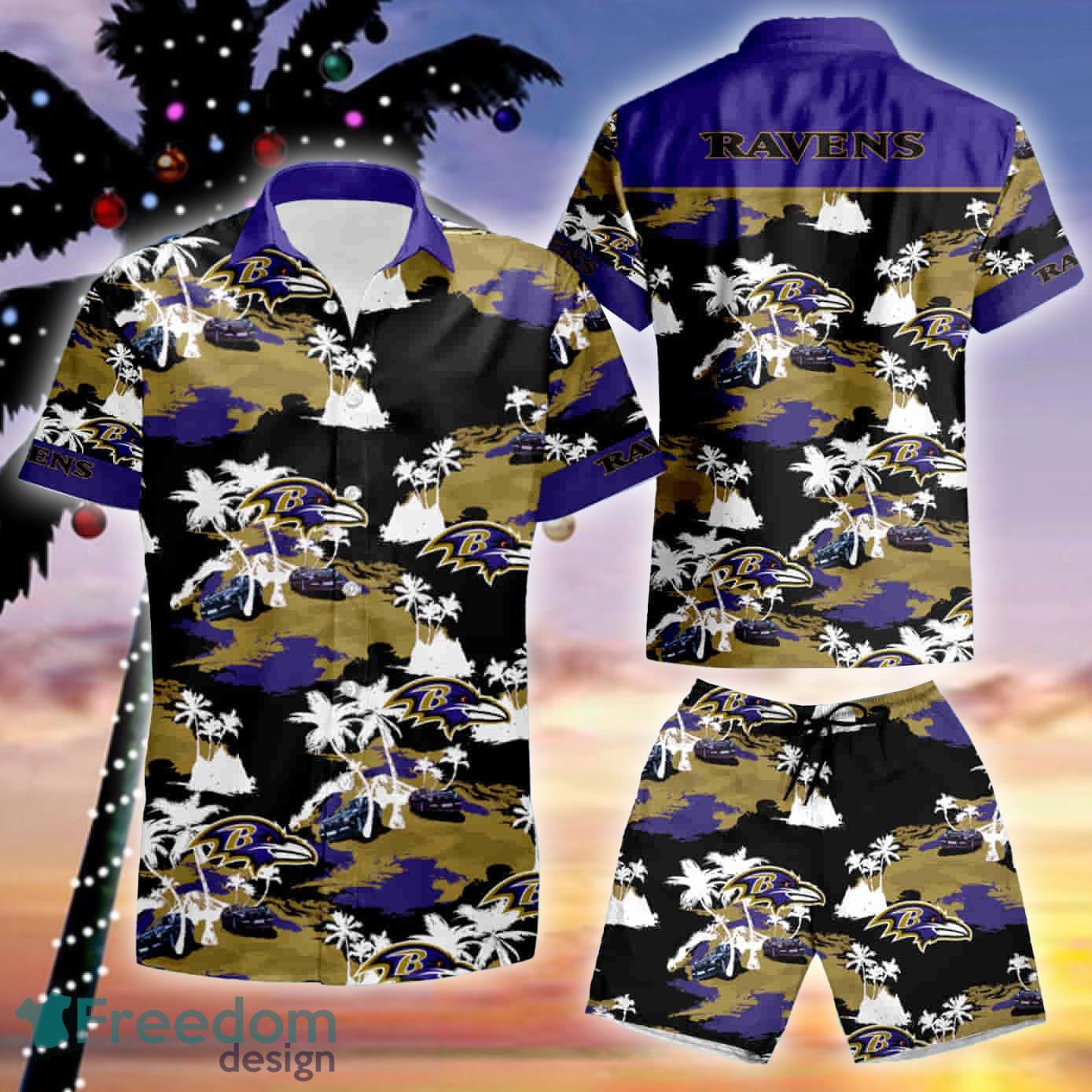 Logo Baltimore Ravens NFL Hawaiian Shirt And Short Set Summer For Men Women  - Freedomdesign