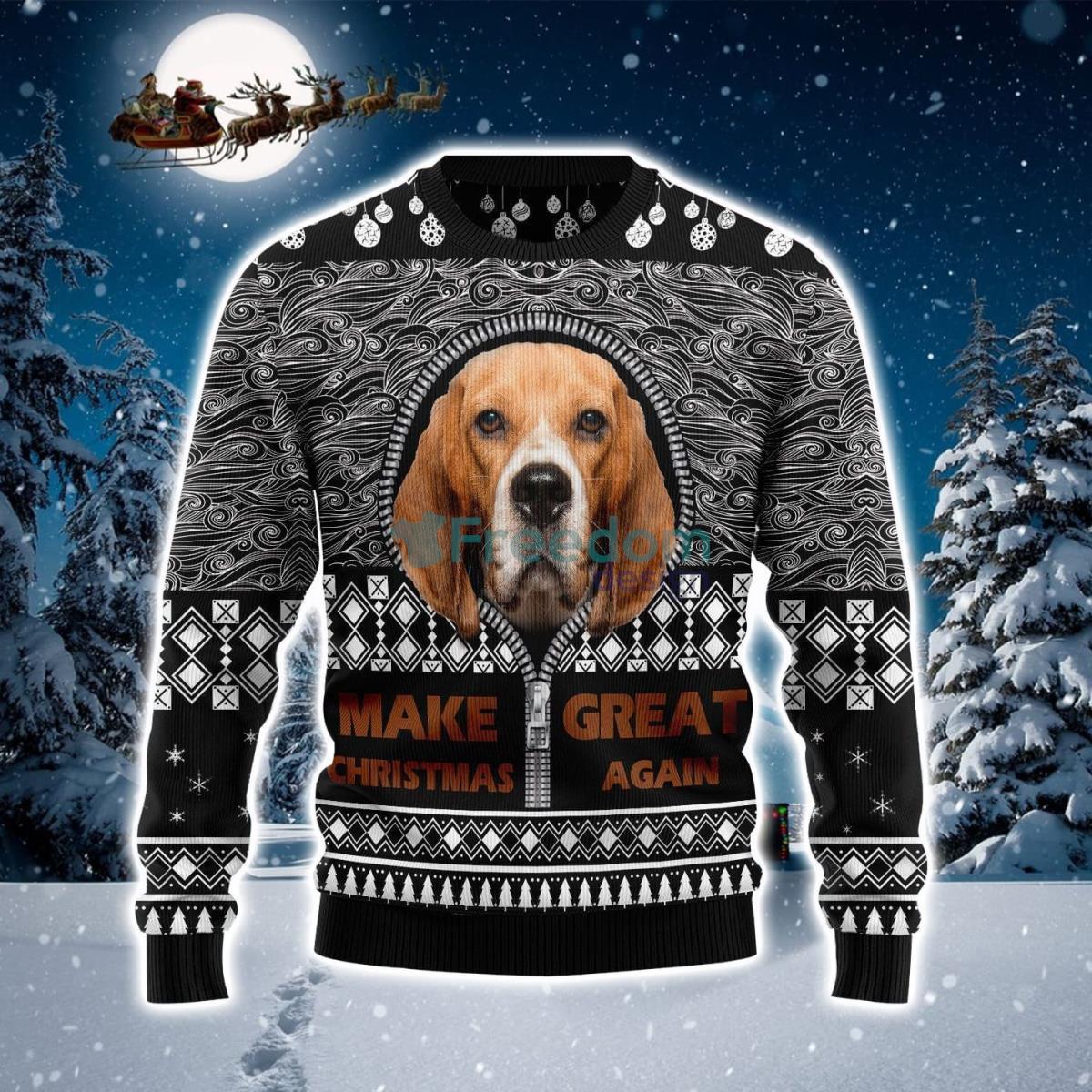 Beagle Make Christmas Great Again Ugly Christmas Sweater Product Photo 1