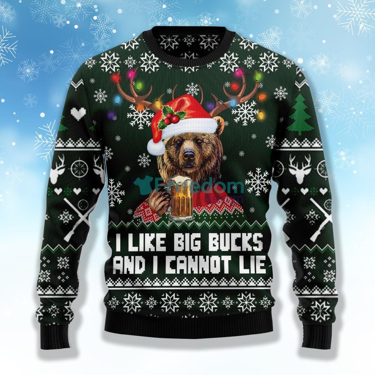 Bear Hunting And Beer Ugly Christmas Sweater Product Photo 1