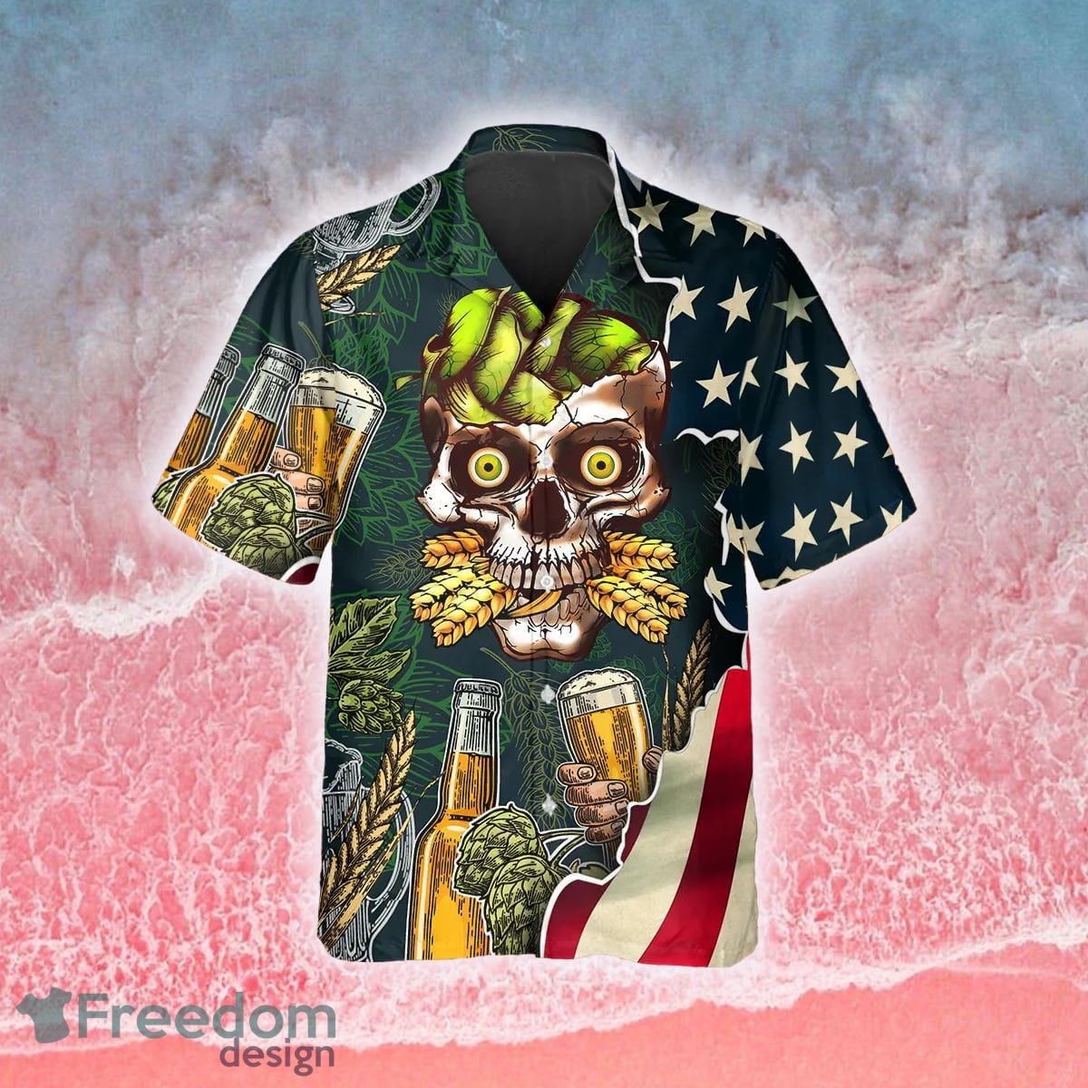 USA Flag Cincinnati Bengals And Skull Short Sleeve Hawaiian Shirt