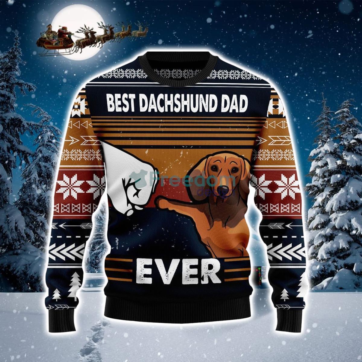 Best Dachshund Dad Ever Ugly Christmas Sweater Product Photo 1