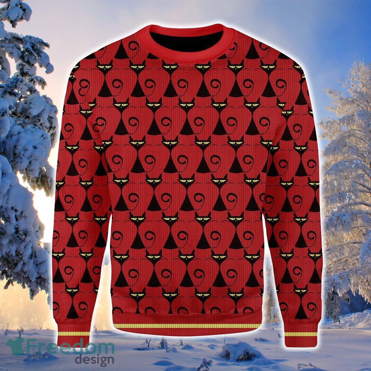 Black Cat 3D Sweater Ugly Christmas Sweater For Men Women Product Photo 1