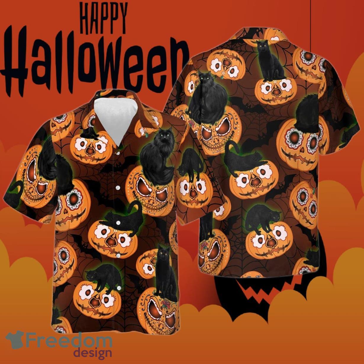 Black Cats Are Awesome For Halloween Hawaiian Shirt Pumpkin Gift Ideas Product Photo 1