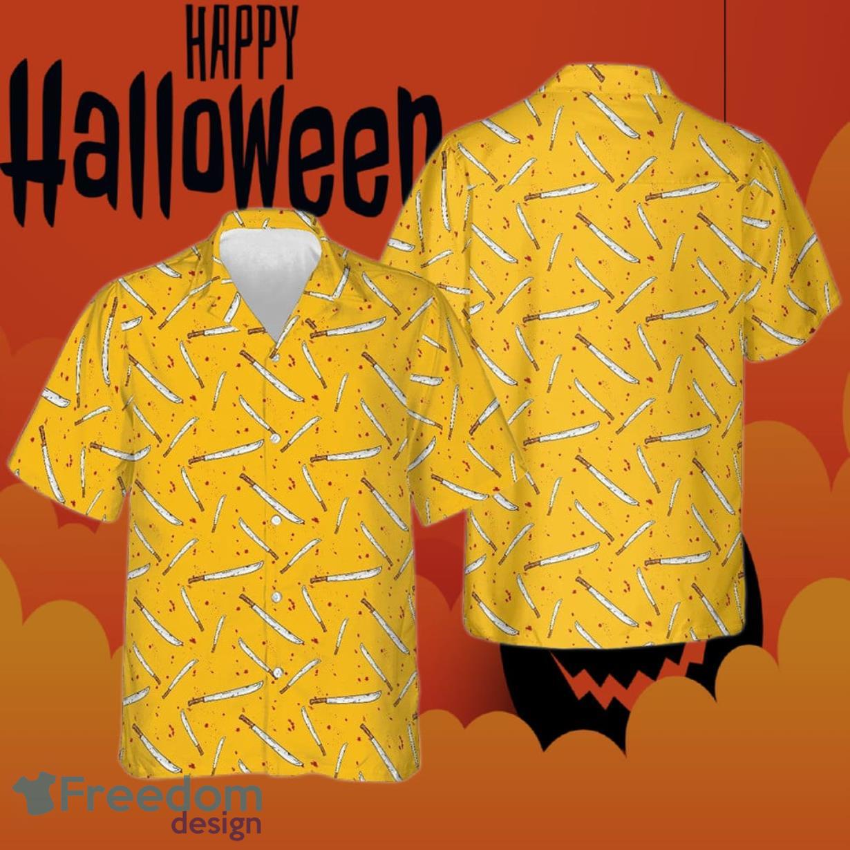 Bloody Halloween Night Hawaiian Shirt Yellow Gifts For Guys Product Photo 1