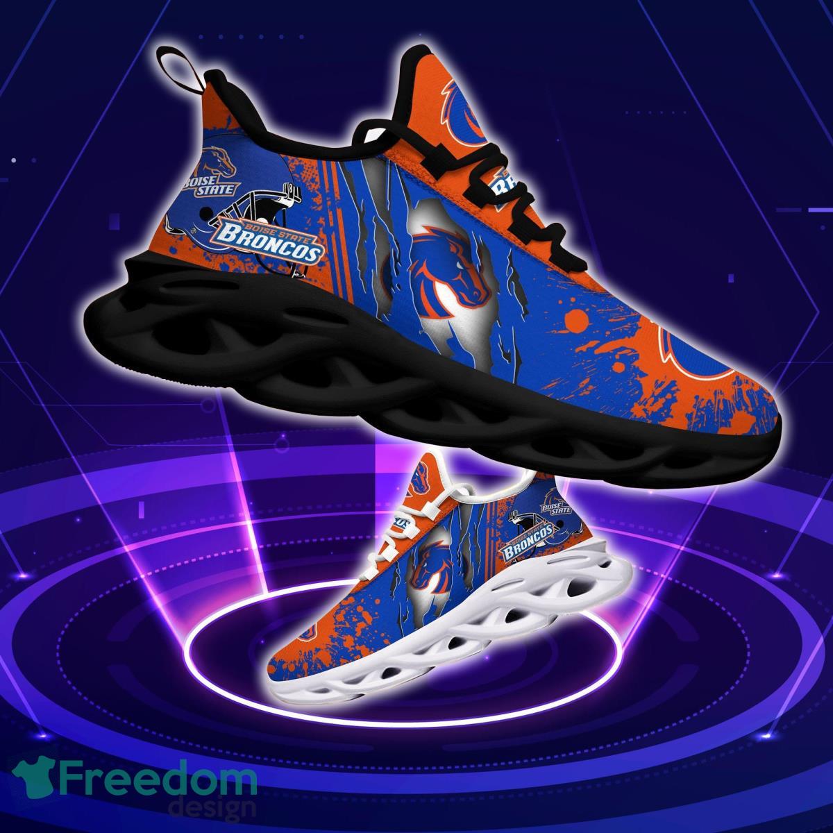 Boise State Broncos Logo Torn And Splatter Background Max Soul Shoes Best Sneakers For Fans Product Photo 1