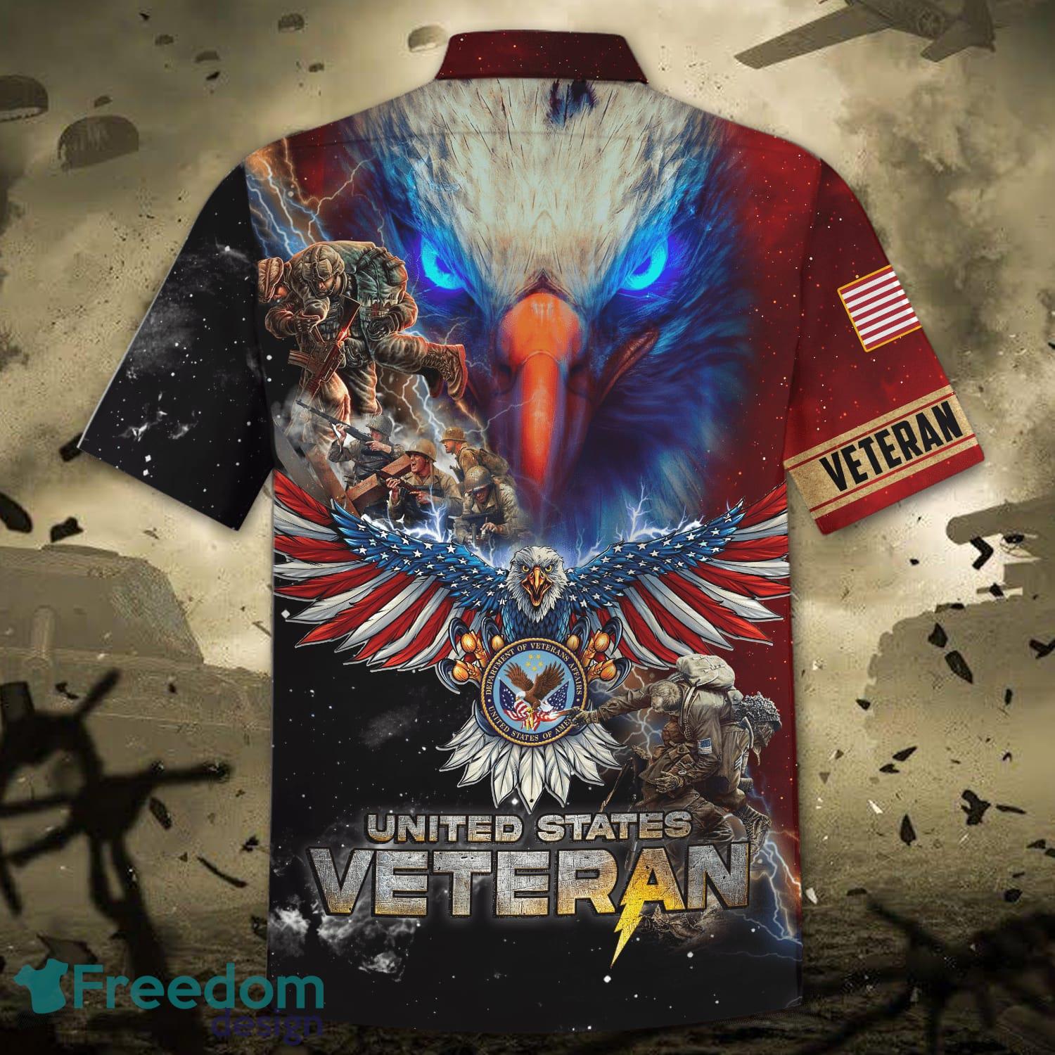 Eagle Print US Army Hawaiian Shirt For Men Veteran - Freedomdesign