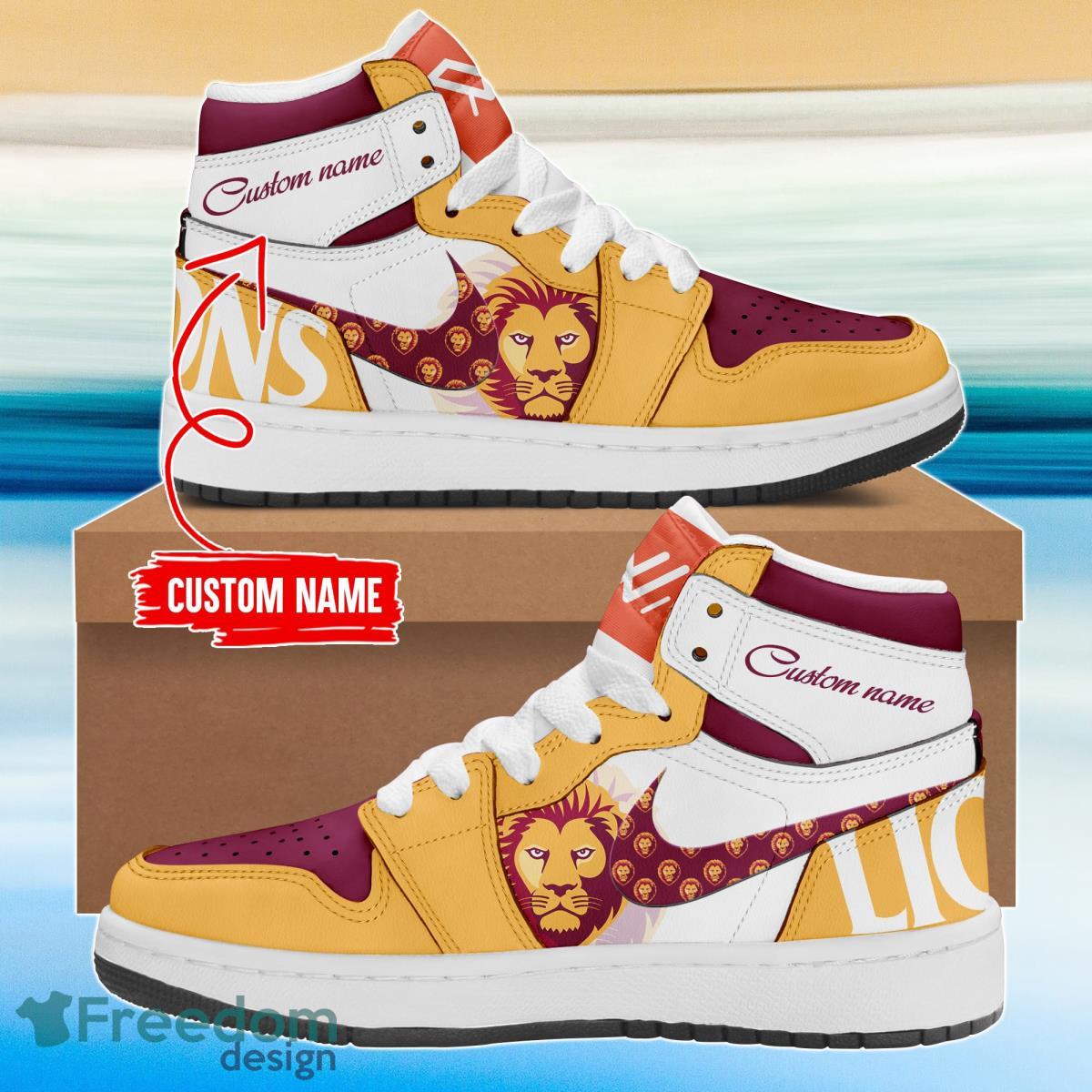 Brisbane Lions AFLW Air Jordan Hightop Shoes Custom Name Product Photo 1