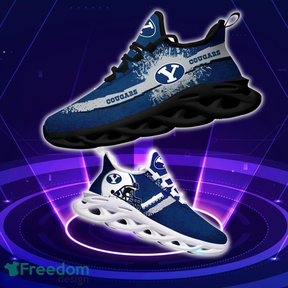 BYU Cougars Logo Helmet And Splatter Background Max Soul Shoes Best Sneakers For Fans Product Photo 1