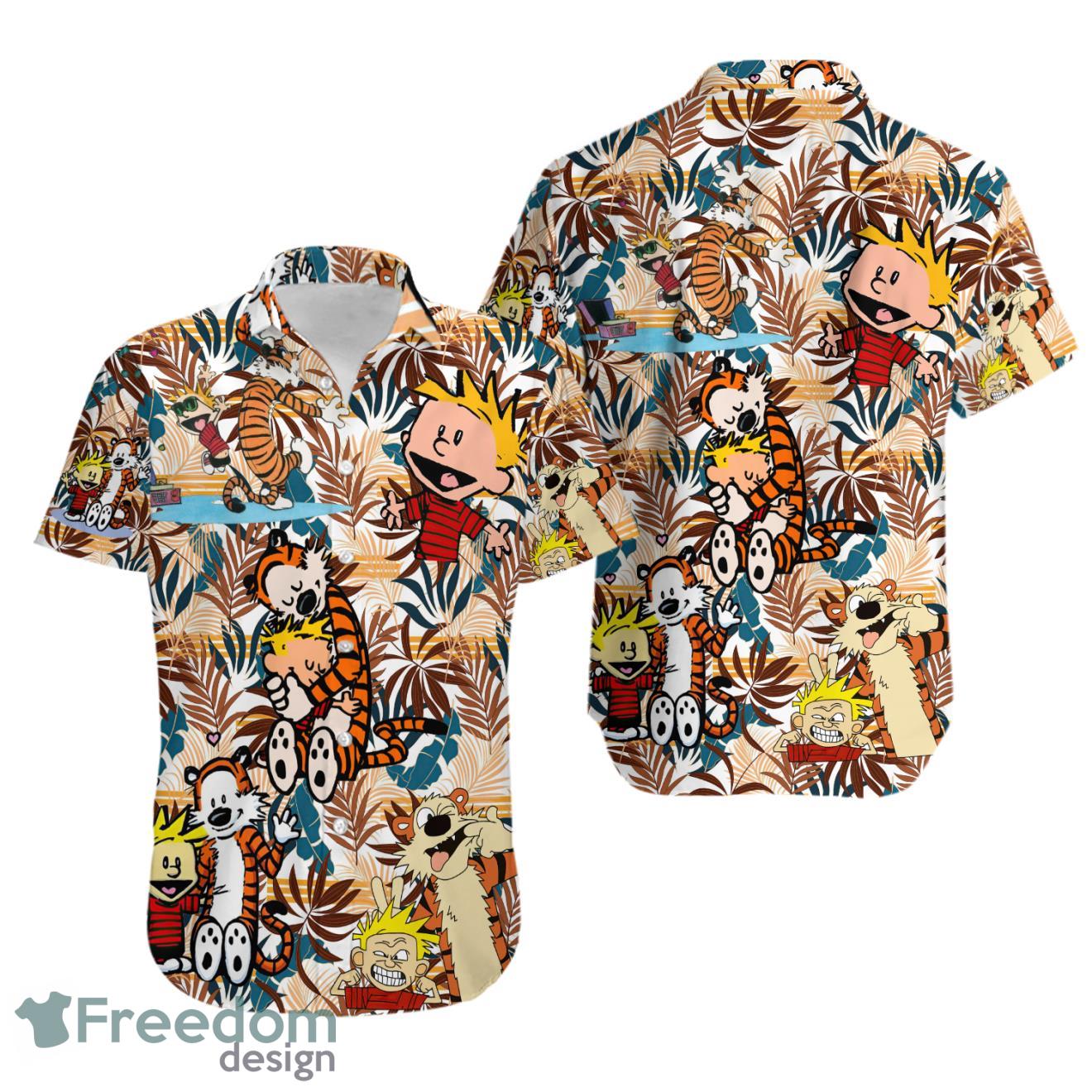 Calvin And Hobbes Summer Cartoon Hawaiian Shirt Product Photo 1